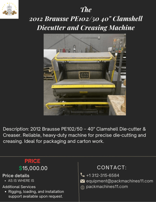 2012 Brausse PE102/50 40" Clamshell Diecutter and Creasing Machine